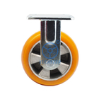 6x2 Inch Round Pu Wheels Swivel Lock Heavy Duty Industrial Trolley Wheels Aluminium Core