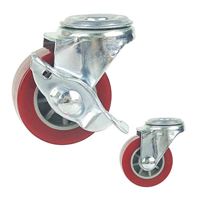 ISO9001 PU 2 Inch Swivel Caster Wheels With Side Brake