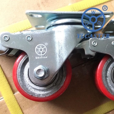 3 Inch Swivel Locking Cast Iron Polyurethane Castors Durable Iron PU Wheels