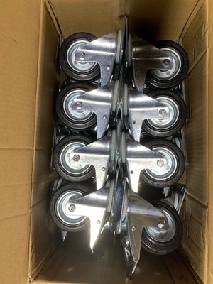 Industrial Heavy Duty Polyurethane Swivel Casters with Brake in Black