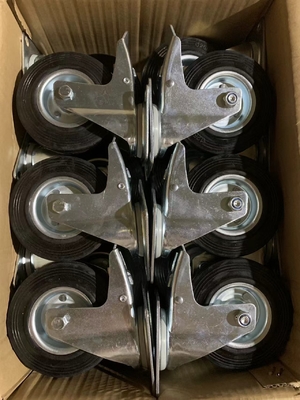 Industrial Heavy Duty Polyurethane Swivel Casters with Brake in Black