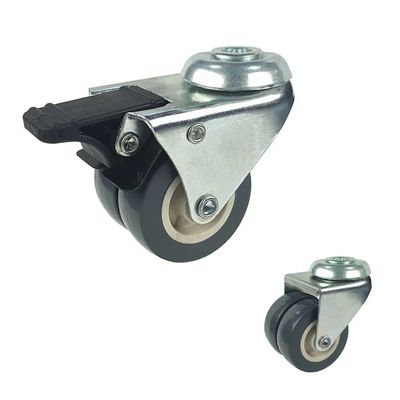 PVC 75mm Caster Wheels With Lock , 198lbs Twin Wheel Swivel Caster