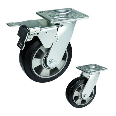 125mm 550lbs Capacity Heavy Duty Casters Rubber Double Brake Wholesale