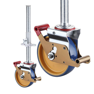 125mm PU Adjustable Scaffold Wheels , 300kg Capacity Caster Wheel Scaffolding