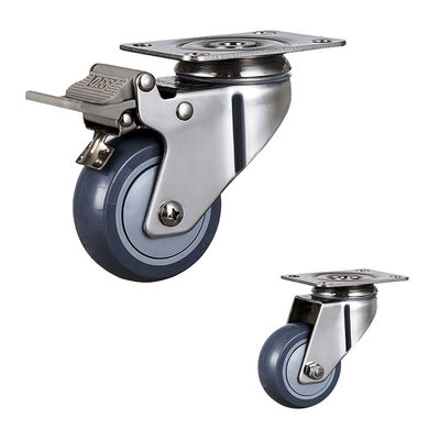 3" PU Gray Color Bolt Hole Medium Duty Swivel Locking Caster
