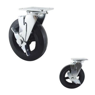 250kg Capacity Rubber Heavy Duty Casters 200mm Diameter