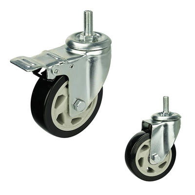 4 Inch Black PVC Hollow Core Caster Wheel Swivel Plate Ball Bearing