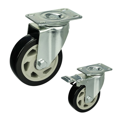4 Inch Black PVC Hollow Core Caster Wheel Swivel Plate Ball Bearing