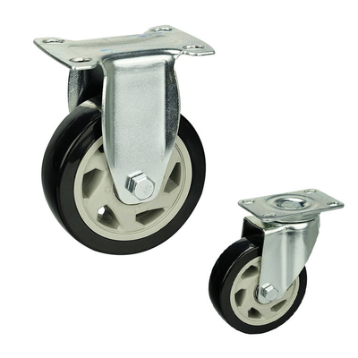 4 Inch Black PVC Hollow Core Caster Wheel Swivel Plate Ball Bearing