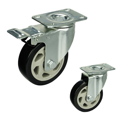 4 Inch Black PVC Hollow Core Caster Wheel Swivel Plate Ball Bearing