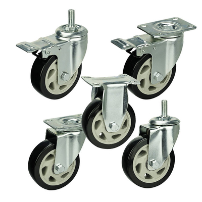 4 Inch Black PVC Hollow Core Caster Wheel Swivel Plate Ball Bearing