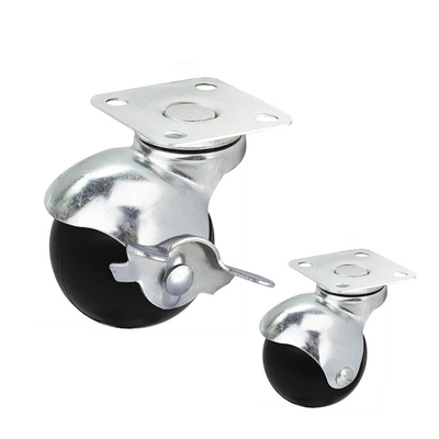 55lbs 2''  Black PP Ball Casters With Swivel Plate For Furniture