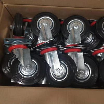 Soft 5" Rubber Casters Black Wheel Swivel Stem 176lbs Capacity