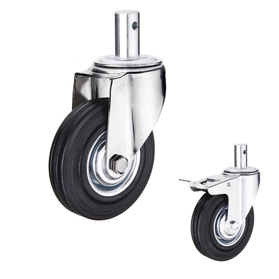 Soft 5" Rubber Casters Black Wheel Swivel Stem 176lbs Capacity