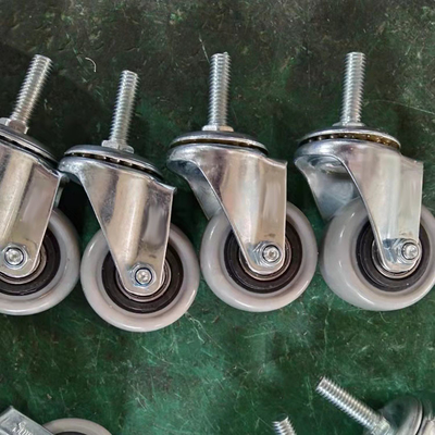 Small Trolley Wheels Soft PP Core PVC Casters 2" Threaded Stem Swivel Castors