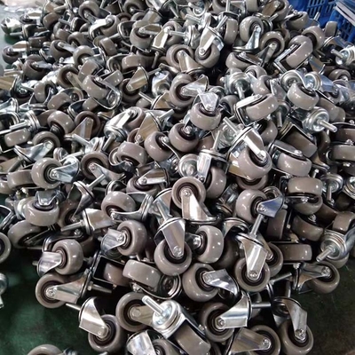 Small Trolley Wheels Soft PP Core PVC Casters 2" Threaded Stem Swivel Castors