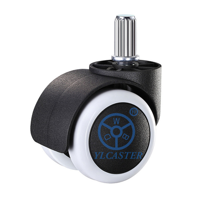 77LBS Capacity Double Wheel White Pu Office Chair Casters With M11x21mm Insert Stem