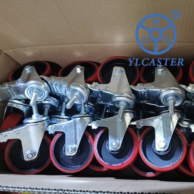 3 Inch Swivel Locking Cast Iron Polyurethane Castors Durable Iron PU Wheels