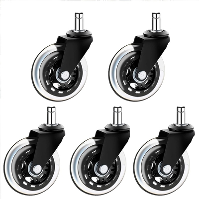 Amazon Hot Sales 5 A Set Black Pu Chaire Casters Wheels Soft Transparent Caster
