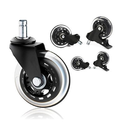 Amazon Hot Sales 5 A Set Black Pu Chaire Casters Wheels Soft Transparent Caster