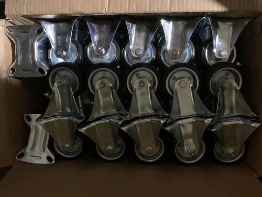 Industrial Heavy Duty Polyurethane Swivel Casters with Brake in Black