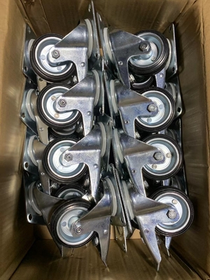 Industrial Heavy Duty Polyurethane Swivel Casters with Brake in Black