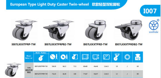 65mm Nylon Casters American Style Heavy Duty Industrial Wheels Supporting 350KG Load Capacity for Material Handling