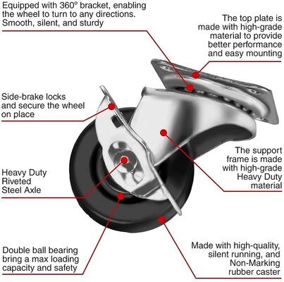 बॉल बेयरिंग और सॉलिड कोर व्हील के साथ प्लेट माउंटिंग नायलॉन कैस्टर टिकाऊ औद्योगिक ग्रेड हेवी ड्यूटी मोबिलिटी सॉल्यूशंस