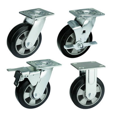 125mm 550lbs Capacity Heavy Duty Casters Rubber Double Brake Wholesale