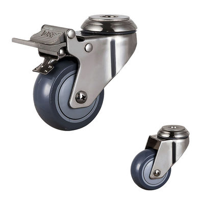 3" PU Gray Color Bolt Hole Medium Duty Swivel Locking Caster