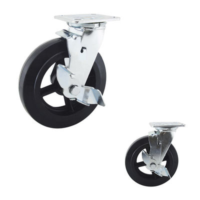 250kg Capacity Rubber Heavy Duty Casters 200mm Diameter