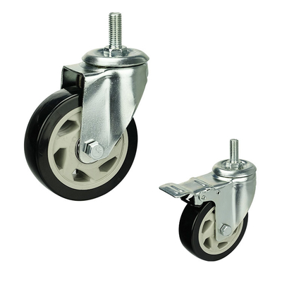 4 Inch Black PVC Hollow Core Caster Wheel Swivel Plate Ball Bearing